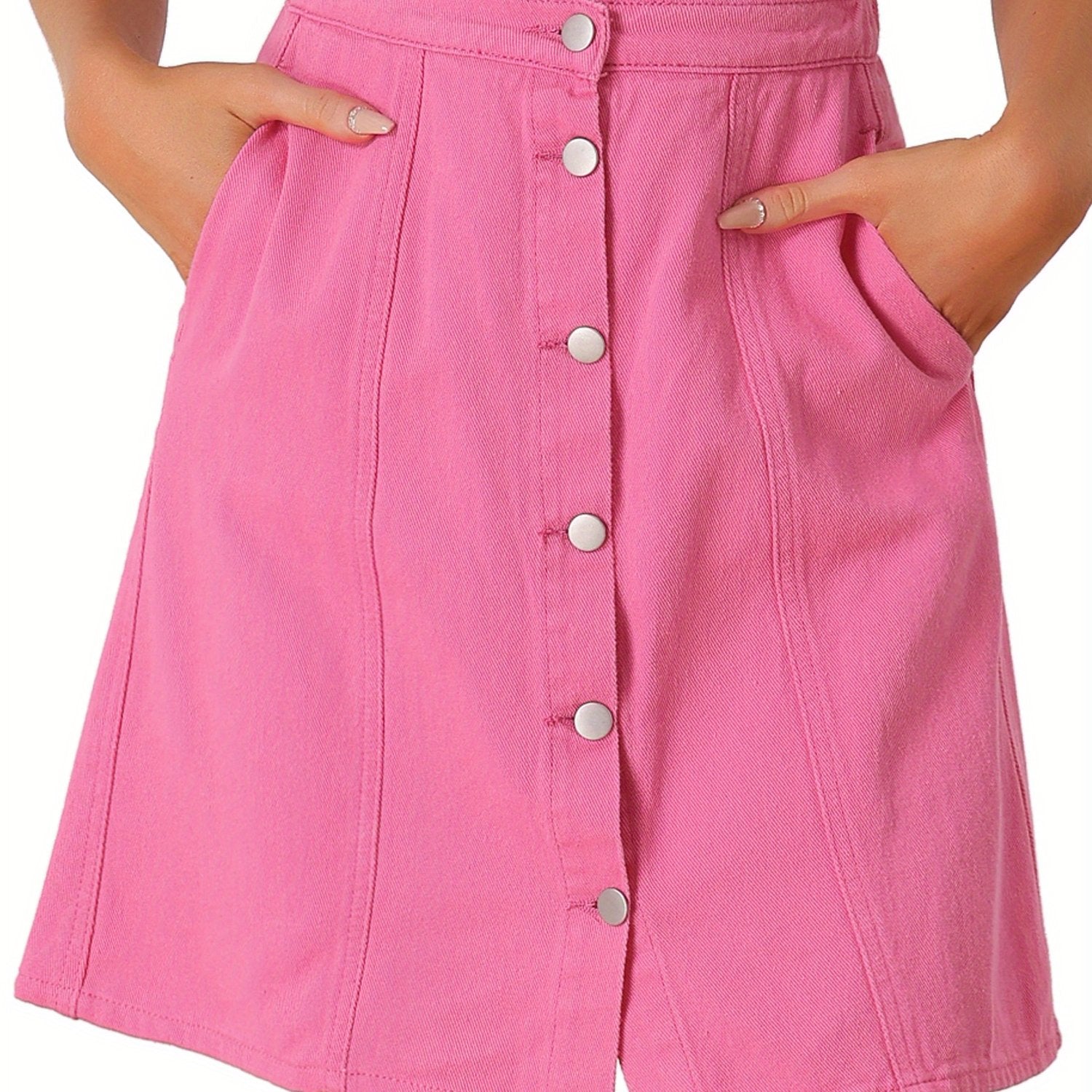 Women'S Denim Skirts 2025 Summer Casual A-Line Short Button Jean Skirt