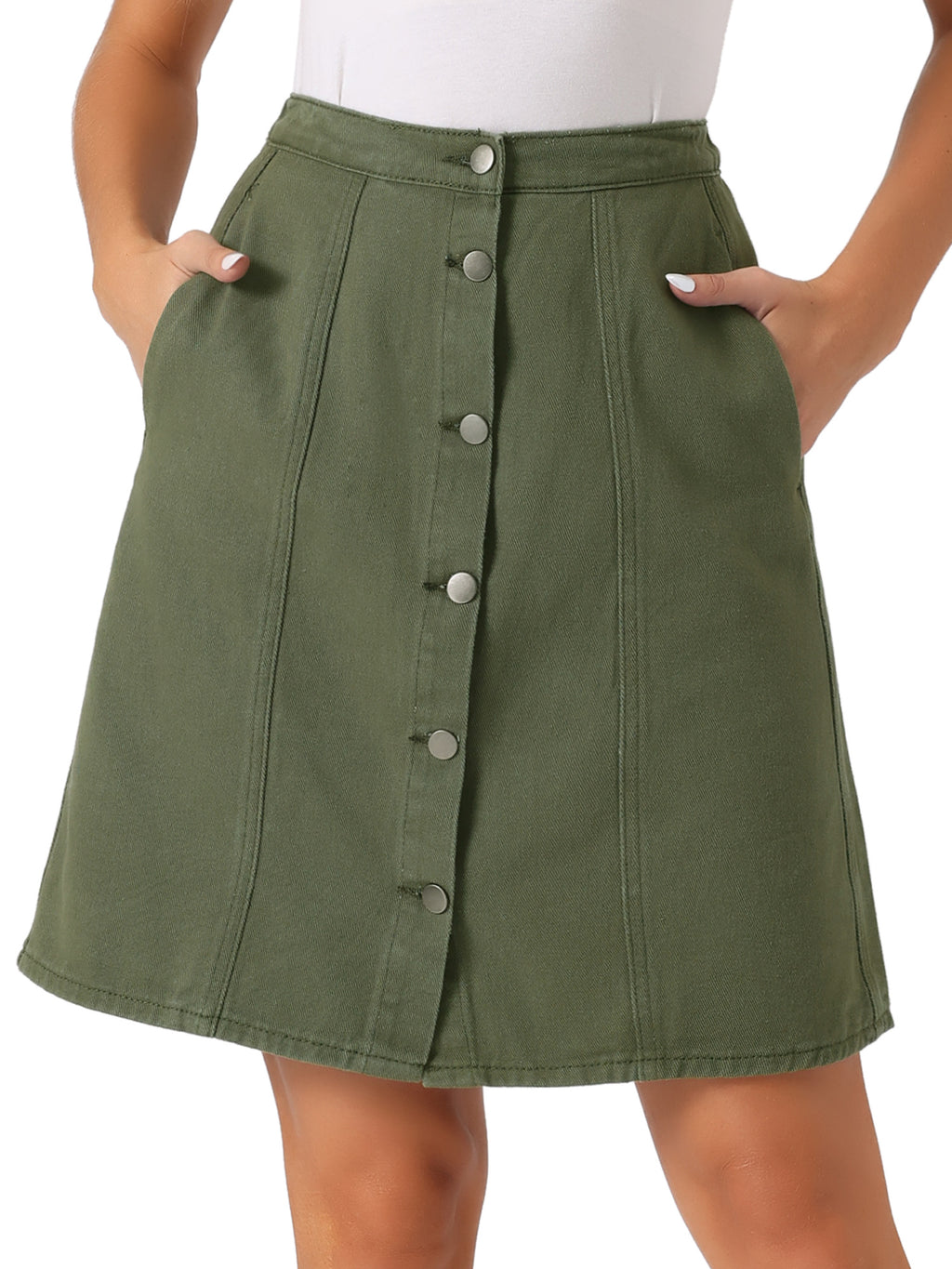 Women'S Denim Skirts 2025 Summer Casual A-Line Short Button Jean Skirt