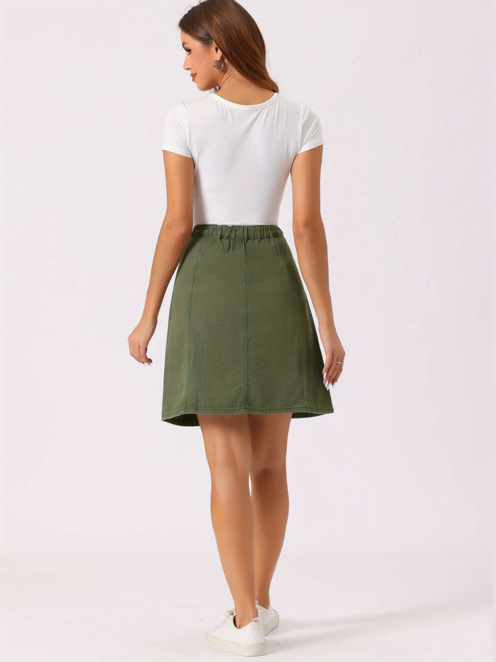 Women'S Denim Skirts 2025 Summer Casual A-Line Short Button Jean Skirt