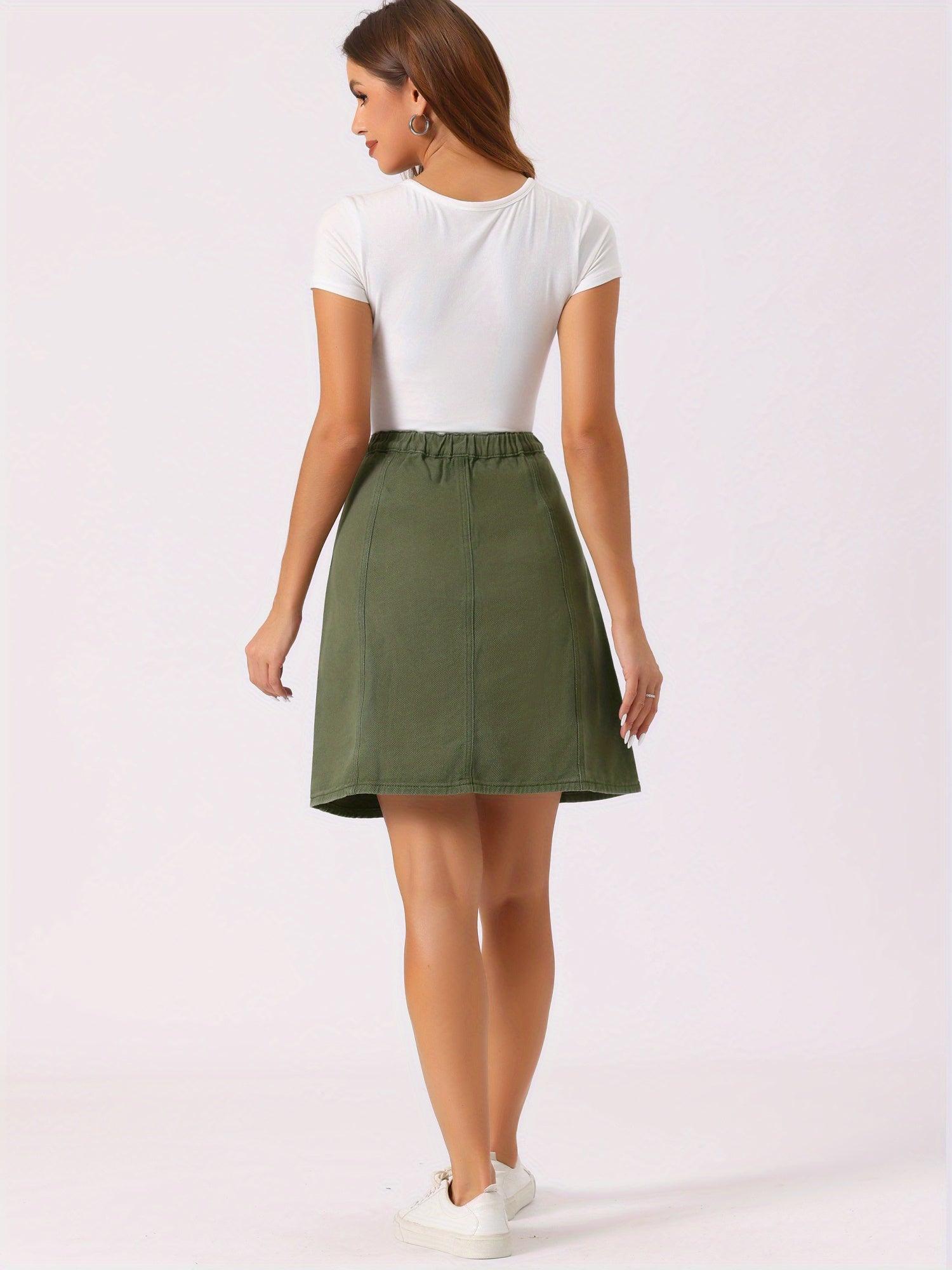 Women'S Denim Skirts 2025 Summer Casual A-Line Short Button Jean Skirt