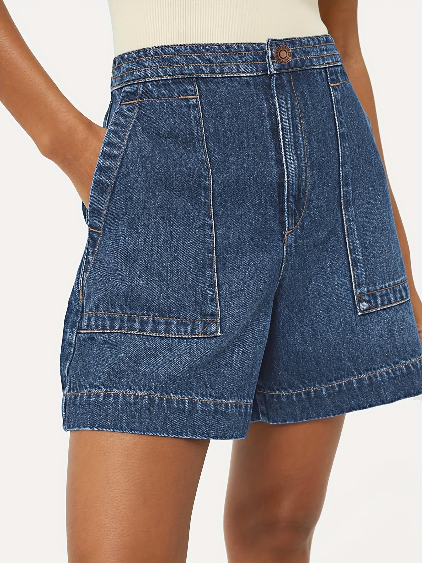 Women'S Casual Jean Shorts High Waisted Denim Shorts Wide Leg Summer Shorts With Pockets