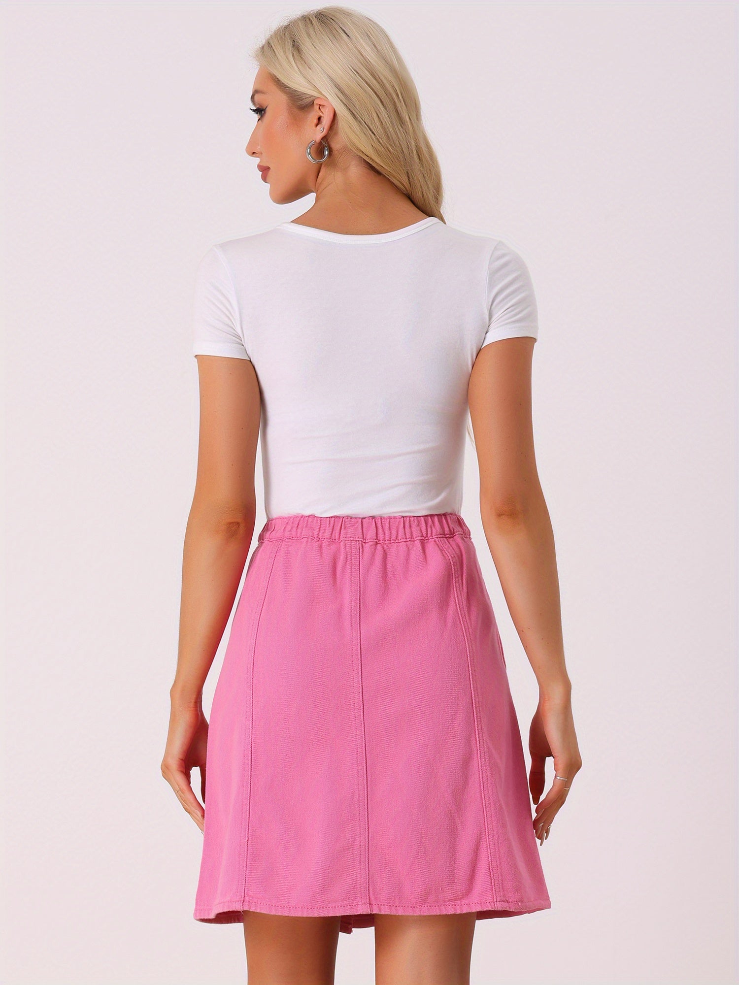 Women'S Denim Skirts 2025 Summer Casual A-Line Short Button Jean Skirt