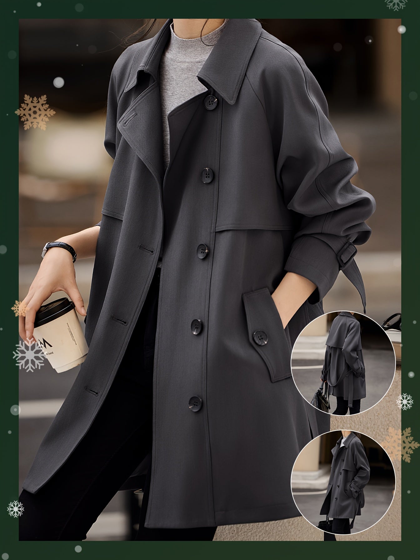 XWI New Autumn And Winter Collection Features a Long Trench Coat with a British Style, Tailored Waist, Elegant And Fashionable for Women.