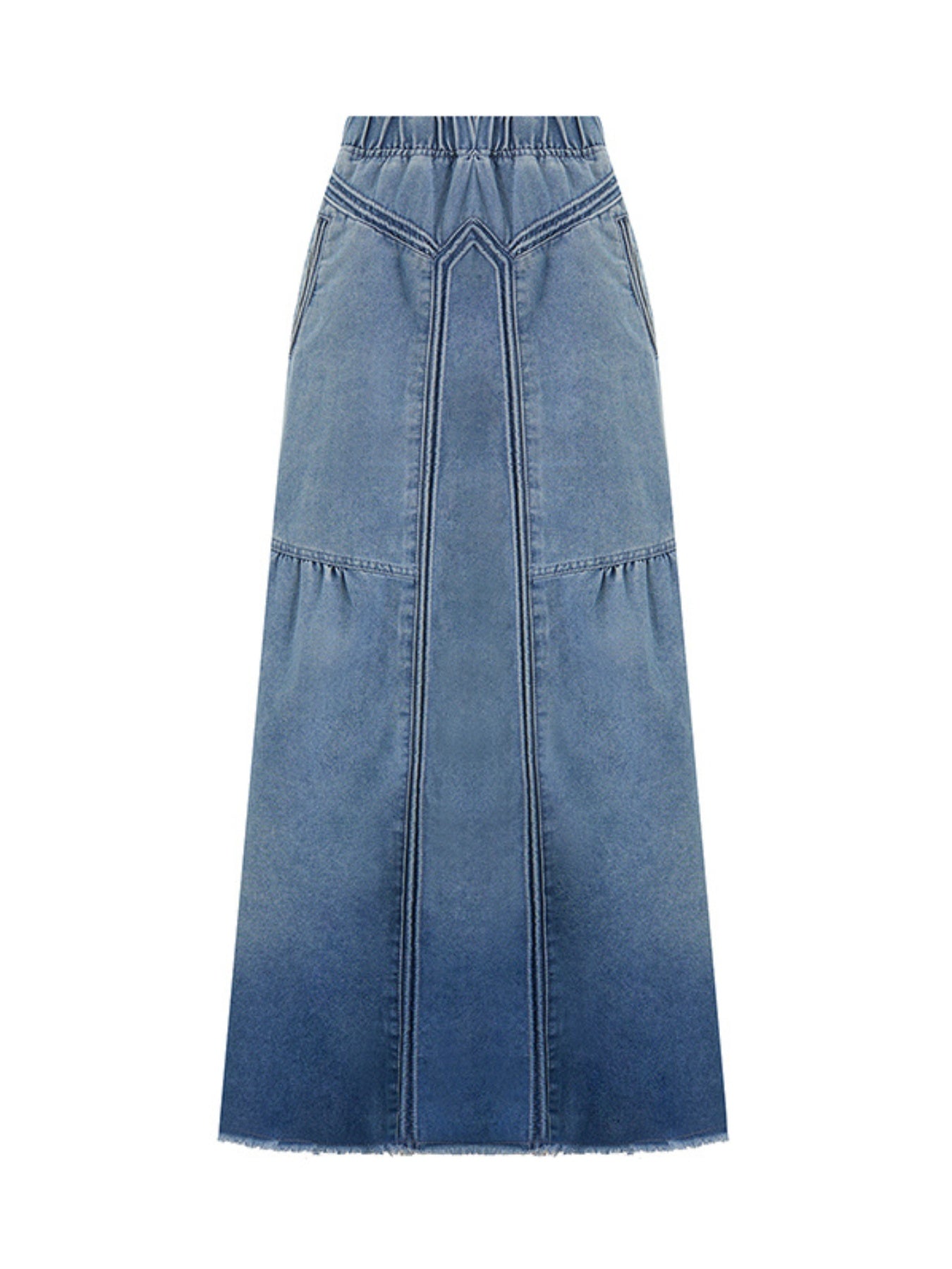 Women'S Vintage Denim Long Skirt High Waist Raw Hem A Line Jean Skirt for Summer, Spring
