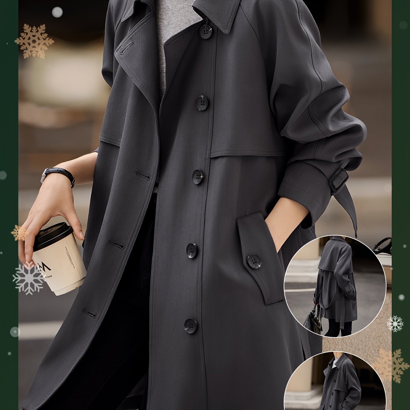 XWI New Autumn And Winter Collection Features a Long Trench Coat with a British Style, Tailored Waist, Elegant And Fashionable for Women.