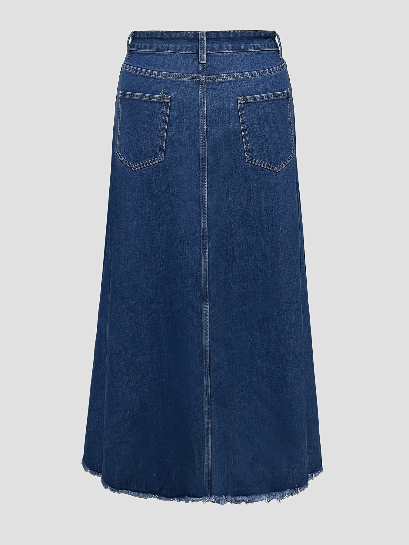 Plus Size High-Rise Casual Skirt, Stretchy Skinny Denim Skirt With Front Slit For Every Day, Women'S Clothing