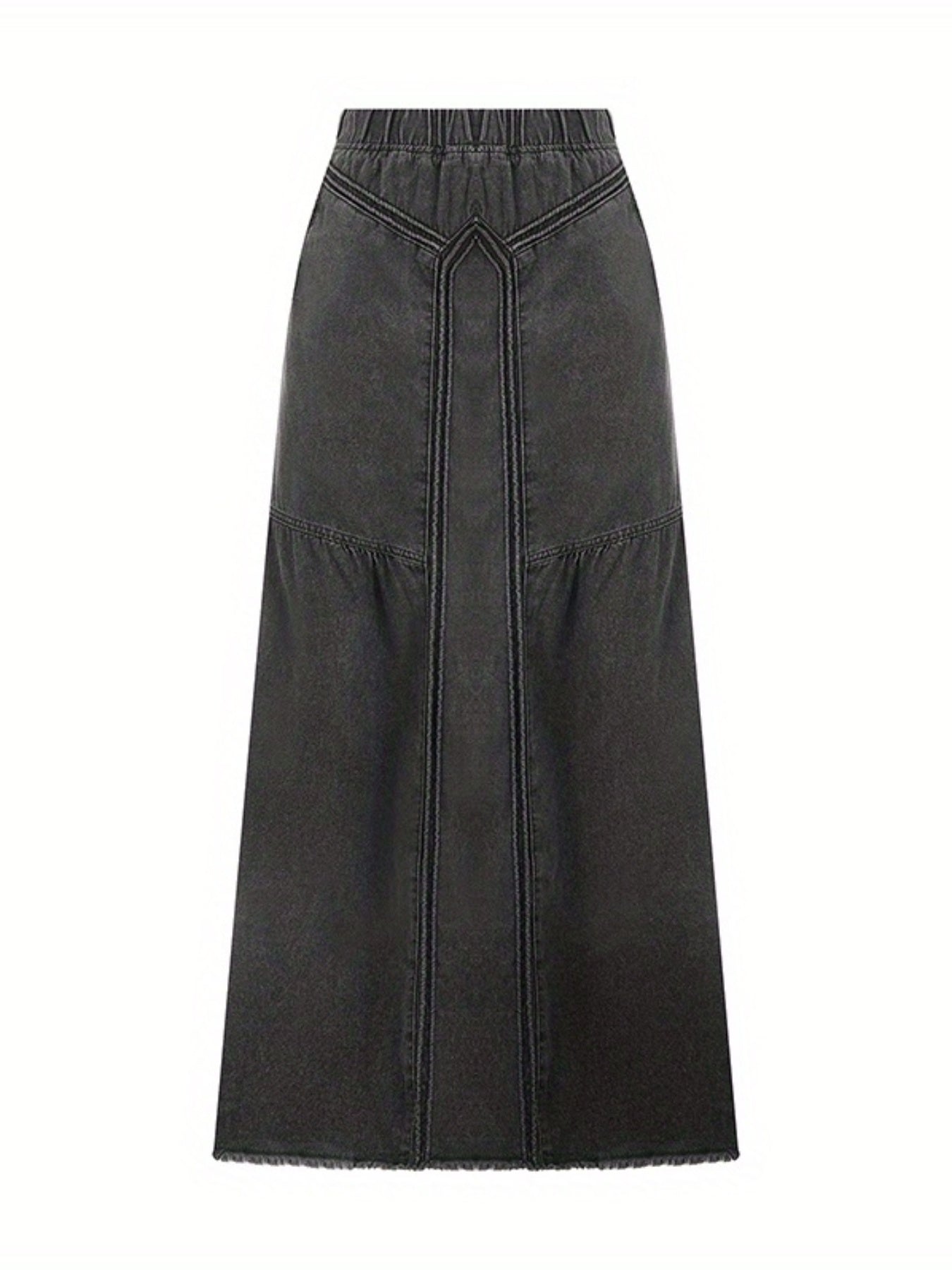 Women'S Vintage Denim Long Skirt High Waist Raw Hem A Line Jean Skirt for Summer, Spring