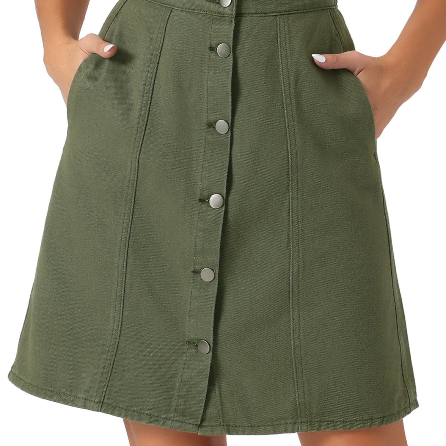 Women'S Denim Skirts 2025 Summer Casual A-Line Short Button Jean Skirt