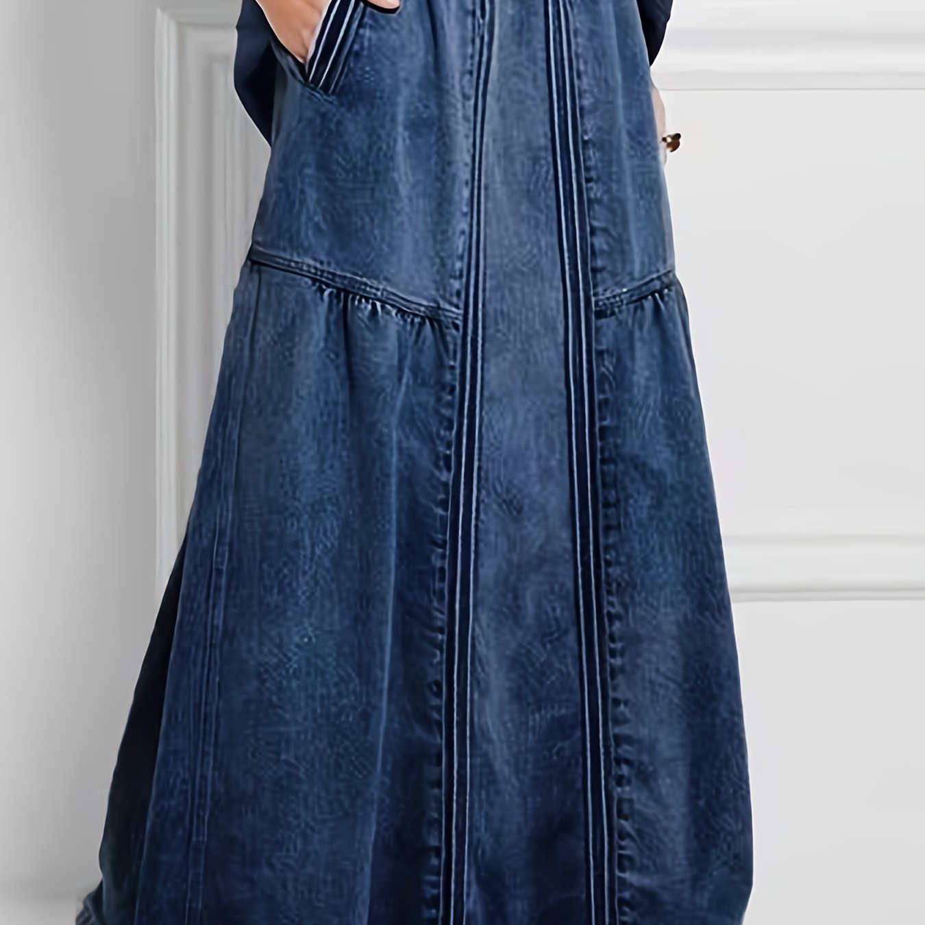 Women'S Vintage Denim Long Skirt High Waist Raw Hem A Line Jean Skirt for Summer, Spring